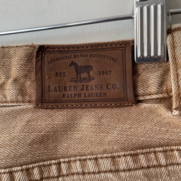 Vtg Y2K Ralph Lauren Studded Denim Jeans Size 14 Petite Tan Boho Western - Picture 7 of 9